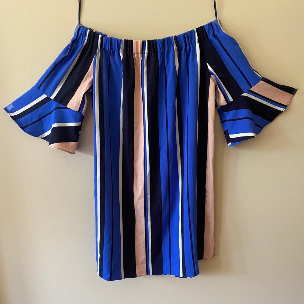 Striped Off The Shoulder Romeo & Juliet Dress